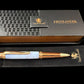 Handcrafted “Iridescent Blue Pearl” Red Gold Ballpoint Pen