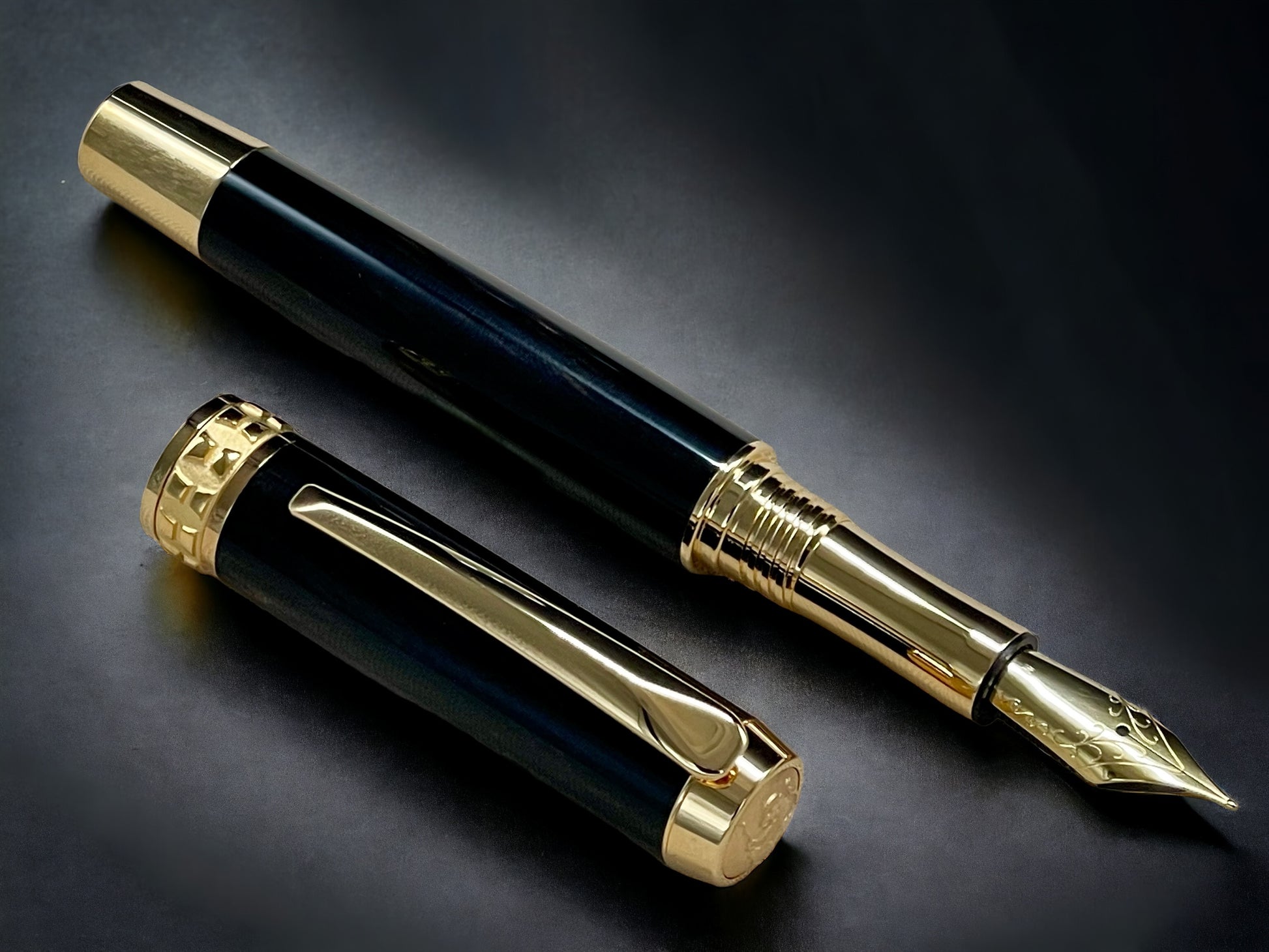 Exotic Gaboon Ebony Wood Gold Fountain Pen, Artisan Handcrafted Writing Instrument. Simple to Use. Handmade Custom in CO, One of a Kind. - HighlanderPen