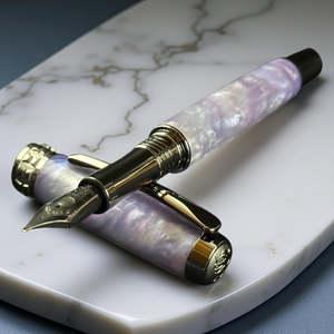 Black Titanium | Amethyst Opal Fountain Pen – Handcrafted Luxury Writing Instrument