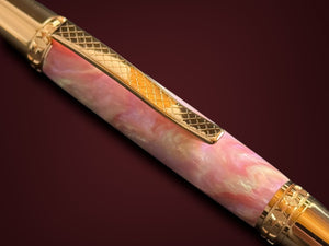 Red Gold "Rose Opal" | Handmade Glasgow Ballpoint Pen by Highlander