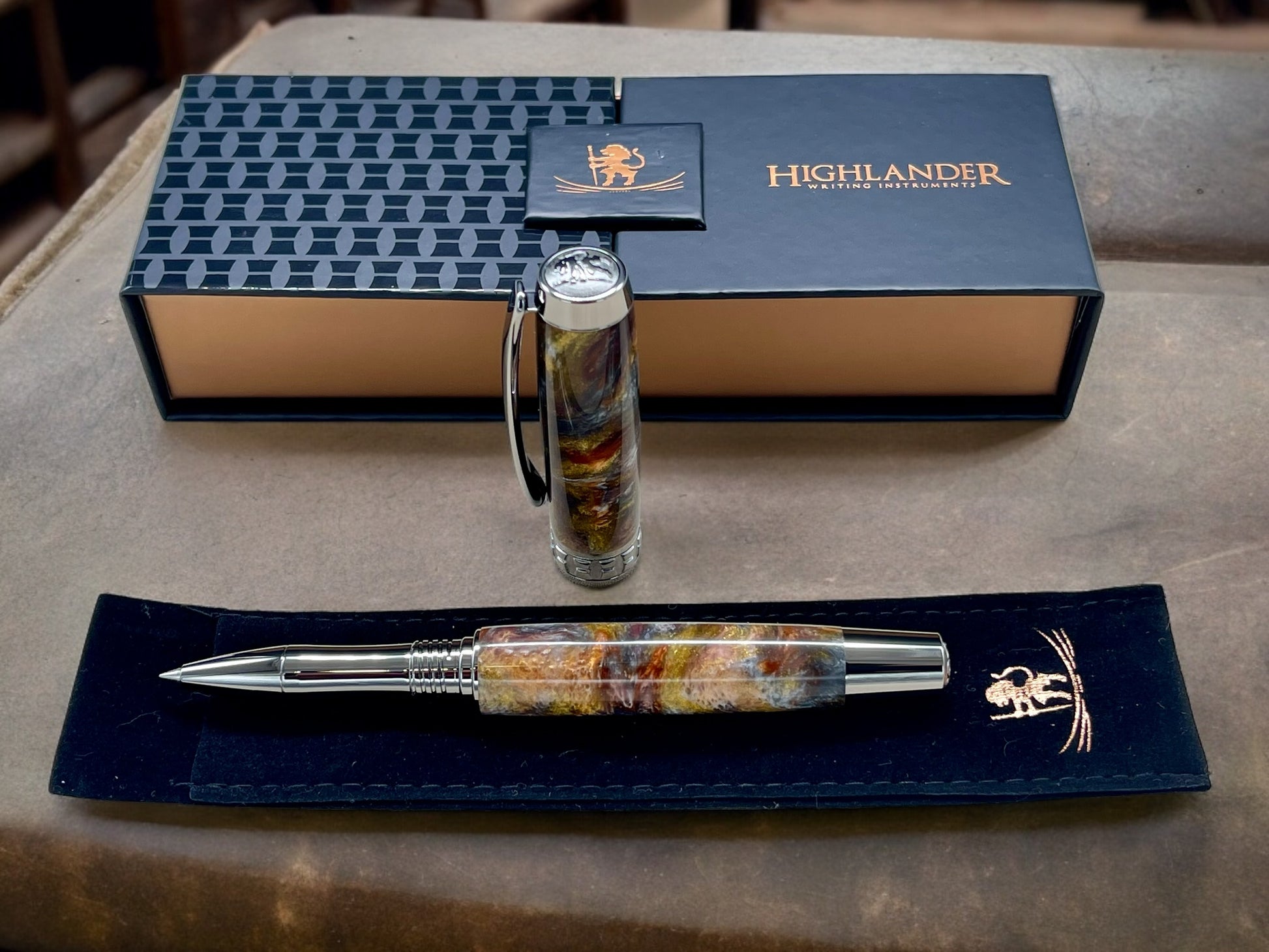 Elegant "Swirling Metals" Black Titanium Rollerball Pen, Artisan Handcrafted Writing Instrument. Handmade Custom in CO. One of a Kind. - HighlanderPen