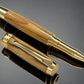 One of a Kind, Gold & Wood, Handmade Custom Bethlehem Olivewood Rollerball Pen. Artisan Rare & Unique, Completely Handcrafted in Co, USA - HighlanderPen