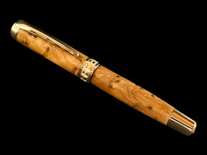 Museum Grade Thuya Burl Wood |  Red Gold Fountain Pen | Highlander Rare Wood Pen Collection