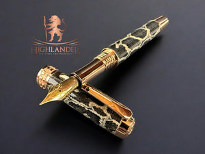 Striking Authentic Burmese Python Red Gold Fountain Pen 0228