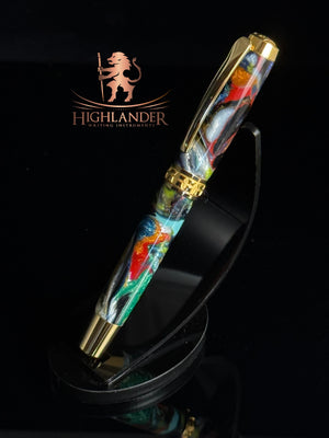 Electric Carnival | Gold Rollerball Pen by Highlander | Handcrafted in Colorado