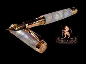 Red Gold “Amethyst Opal” Handmade Fountain Pen, 1 of a Kind, Handcrafted in CO by Highlander Pen. Ink, Converter, Pen Sleeve & Box Included. [ML-FP-0201-02]