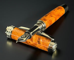 Exotic Thuya Burl Wood | Black Titanium Fountain Pen