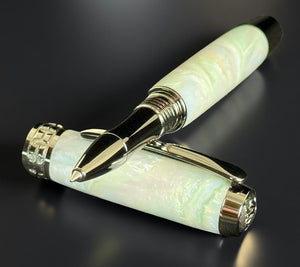 Handmade “Emerald Opal” Black Titanium Rollerball Pen