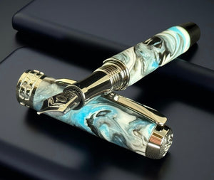 North Atlantic | Black Titanium Fountain Pen | One-of-a-Kind Handcrafted Resin Writing Instrument