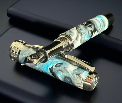 North Atlantic | Black Titanium Fountain Pen | One-of-a-Kind Handcrafted Resin Writing Instrument