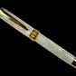 Elegant “Pearly White” Acrylic Handcrafted Gold Rollerball Pen, One of a Kind, Handmade in Colorado. Ink, Velvet Sleeve, & Pen Box Included.