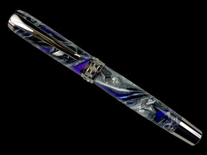 Black Titanium “Royale” Handmade Acrylic Rollerball Pen. Luxury, Handcrafted in Colorado. Ink, Box & Sleeve Included, by Highlander Pen. [ML-RB-1109-01]