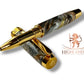 Striking “Molten Metals” Handcrafted Gold Rollerball Pen, One of a Kind, Handmade in Colorado. Ink, Velvet Sleeve, and Pen Box Included. [ML-RB-0917-01]