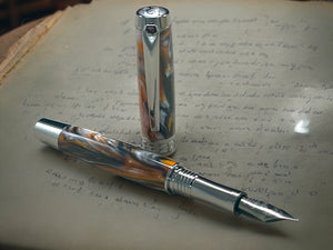 Bengal Tiger, One of a Kind Black Titanium Handmade Fountain Pen. Artisan Rare & Completely Custom, Handcrafted in Colorado, USA. - HighlanderPen