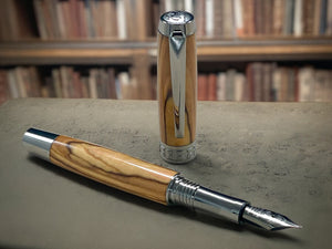 Bethlehem Olivewood, One of a Kind, Highlander "SKYE" Black Titanium Handmade Fountain Pen, Custom, Artisan Rare & Unique Handcrafted in CO. - HighlanderPen