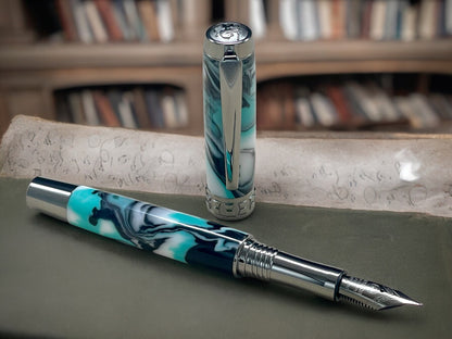 Elegant Swirl,  One of a Kind Black Titanium Handmade Fountain Pen. Artisan Rare & Completely Custom, Handcrafted in Colorado, USA. - HighlanderPen