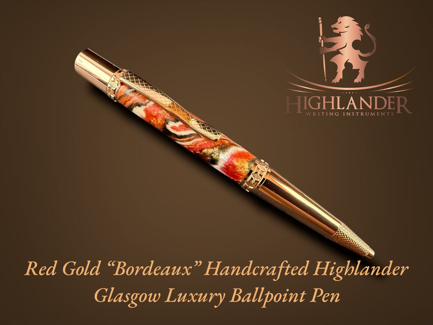 Glasgow "Bordeaux" Ballpoint Pen Handmade In Colorado