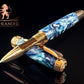Red Gold “Endless Blue” Handmade Rollerball Pen