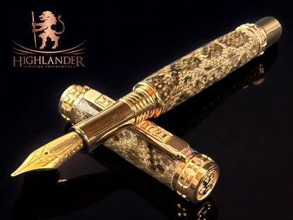 “Eastern Diamondback Rattlesnake” Red Gold Fountain Pen. The Perfect Father's Day Gift