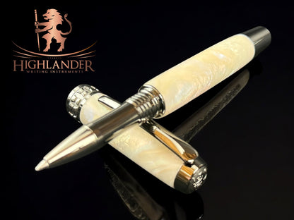 “Pearly Opal” Black Titanium Rollerball Pen - Perfect Birthday Gift