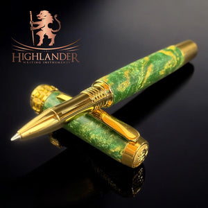 Handcrafted British Racing Green Gold Rollerball Pen
