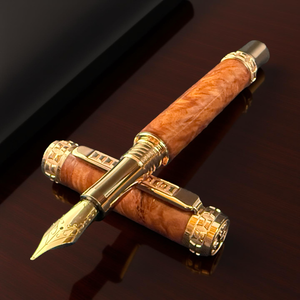 Exotic Red Mallee Wood Red Gold Fountain Pen