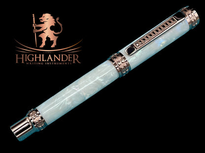 Highlander “Edinburgh” Pearly Opal Rose Gold Fountain Pen, One of a Kind, Handcrafted in CO. Ink, Converter, Pen Sleeve, & Box Included. - HighlanderPen