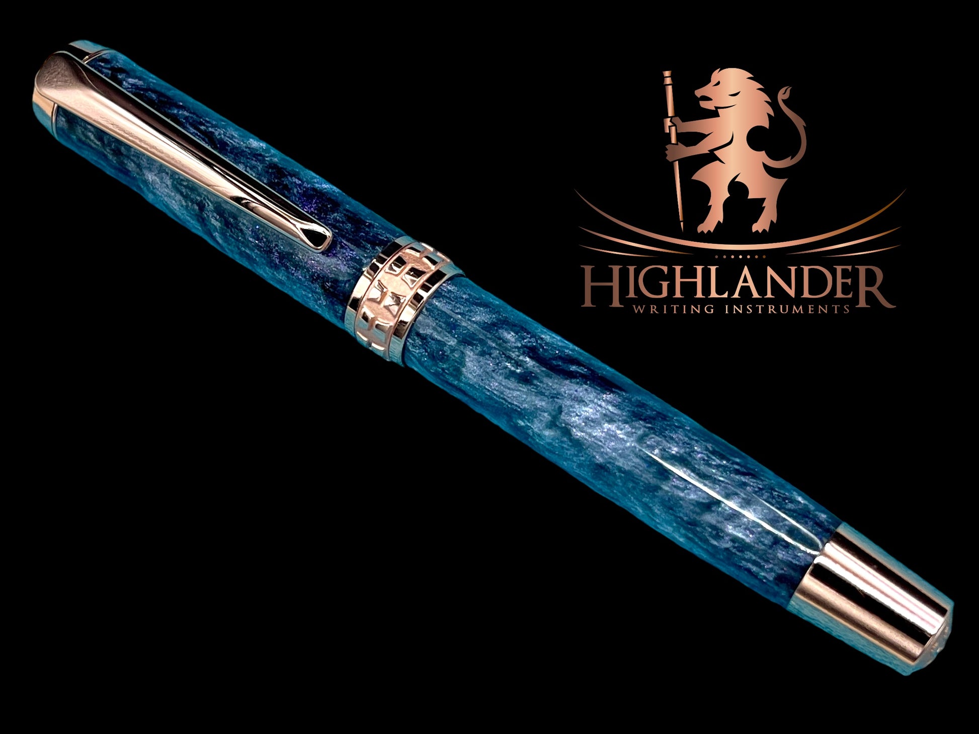 Elegant “Galactic Purple”, Rose Gold Acrylic Rollerball Pen, Artisan Handcrafted Writing Instrument. Handmade Custom in CO. One of a Kind. - HighlanderPen