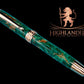 Elegant “British Racing Green”, Rose Gold Acrylic Rollerball Pen, Artisan Handcrafted Writing Instrument. One of a Kind, with Box, Sleeve, & Ink. - HighlanderPen