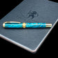 Elegant “Teal/Black/Gold” Handcrafted Luxury Gold Fountain Pen, One of a Kind, Handmade in Colorado. Ink, Converter, Sleeve, & Box Included. - HighlanderPen