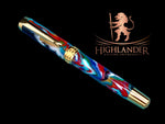 Whimsical “Color Explosion” Handcrafted Gold Rollerball Pen, One of a Kind, Handmade in Colorado. Ink, Velvet Sleeve, and Pen Box Included. - HighlanderPen