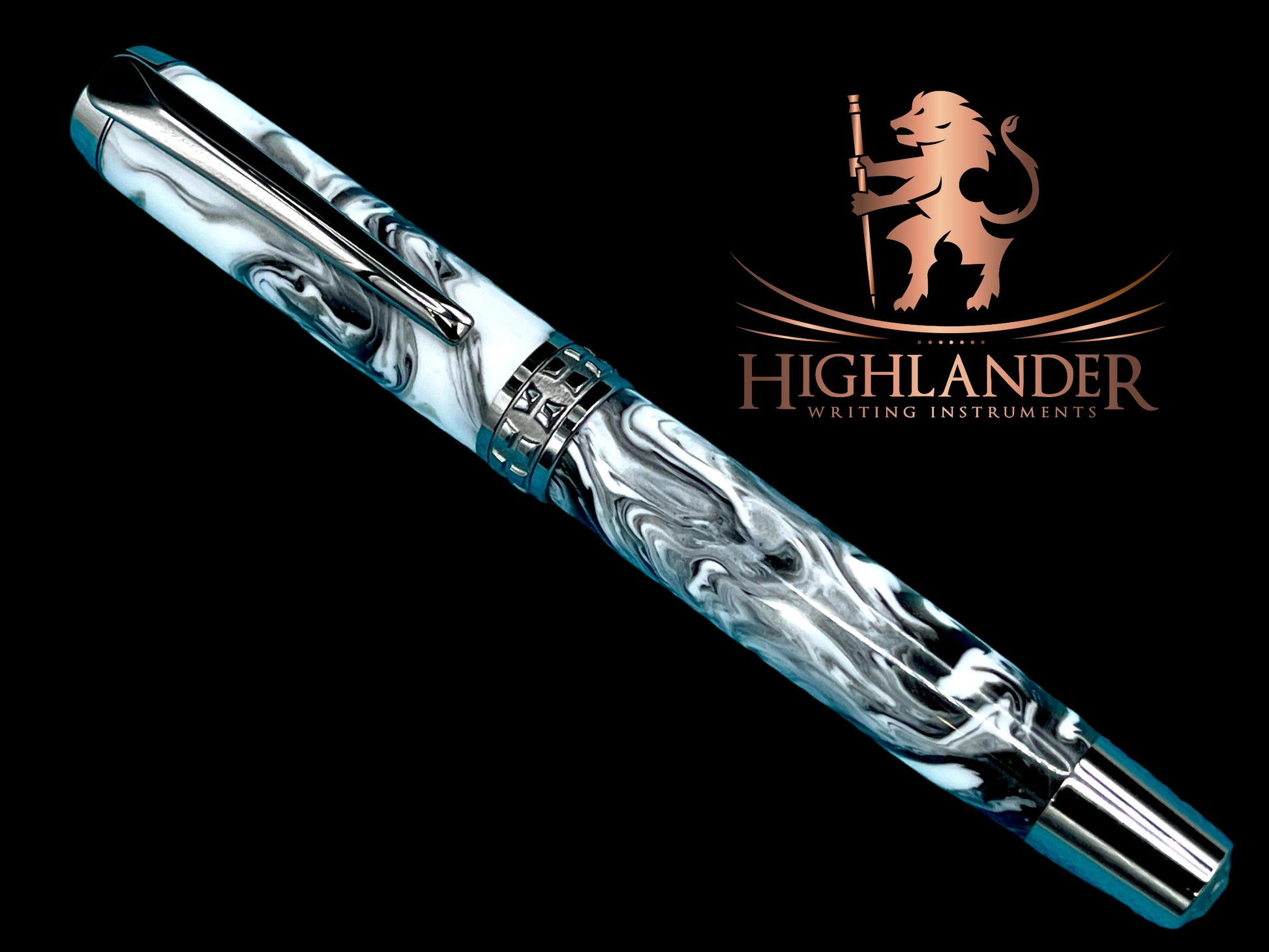 Timeless “Imperial Black” Black Titanium Rollerball Pen, Artisan Handcrafted Writing Instrument. Handmade in CO. Ink, Sleeve, & Box Included - HighlanderPen