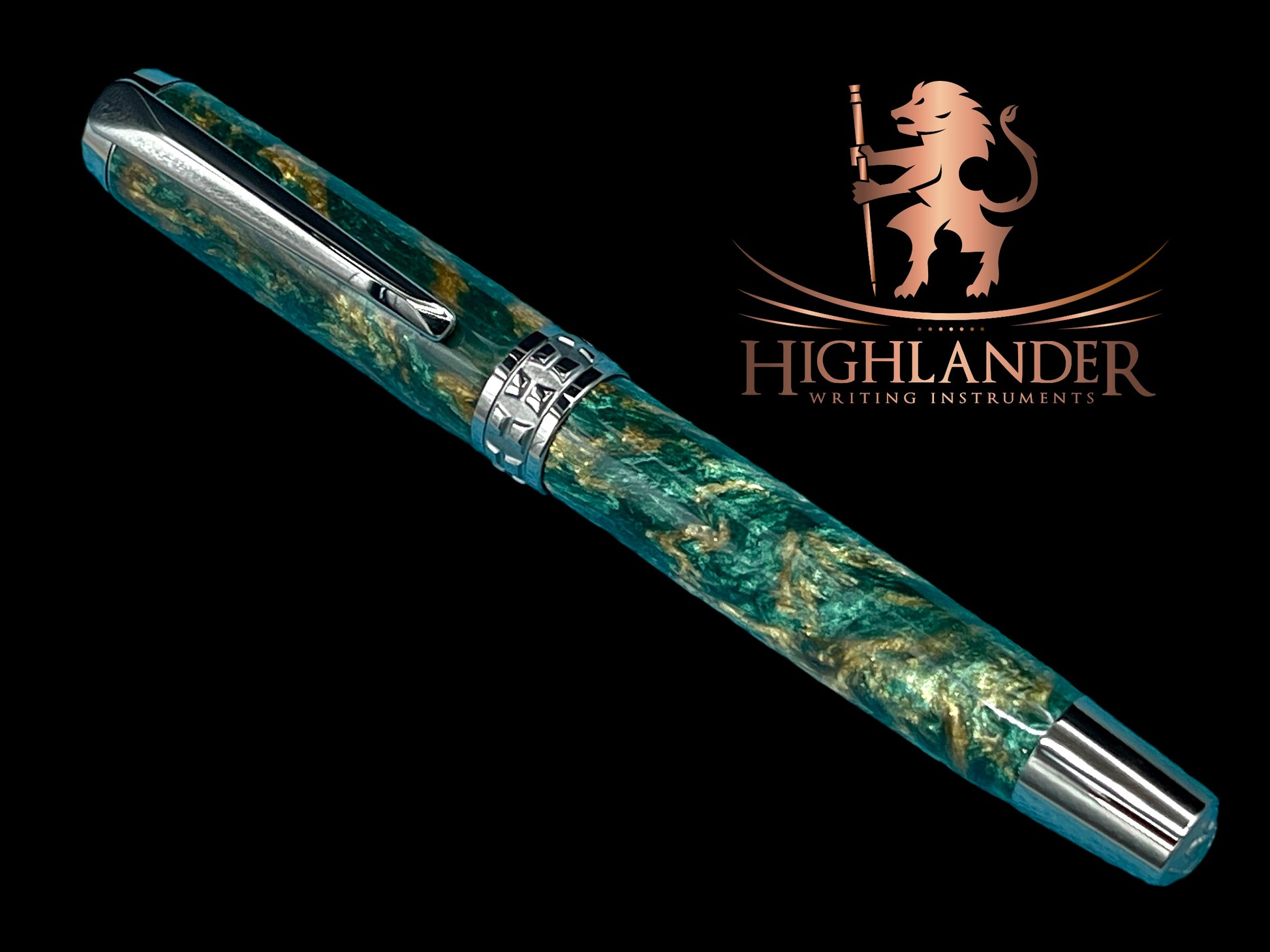 Timeless “British Racing Green” Black Titanium Rollerball Pen, Artisan Handcrafted Writing Instrument. Handmade in CO. Ink, Sleeve, & Box Included - HighlanderPen