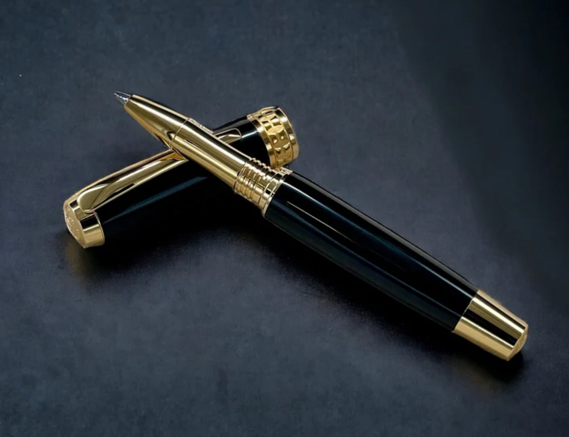 Gaboon Ebony | Gold Rollerball Pen by Highlander – Exotic Handmade Writing Instrument