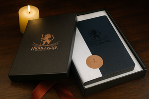 A5 Black Journal | 120 GSM Fountain Pen Friendly Paper | Red Gold Gilded Pages | Gift Box Included