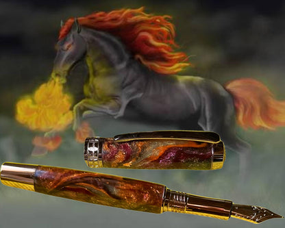 Fire Horse II | Red Gold Fountain Pen | Highlander Collection