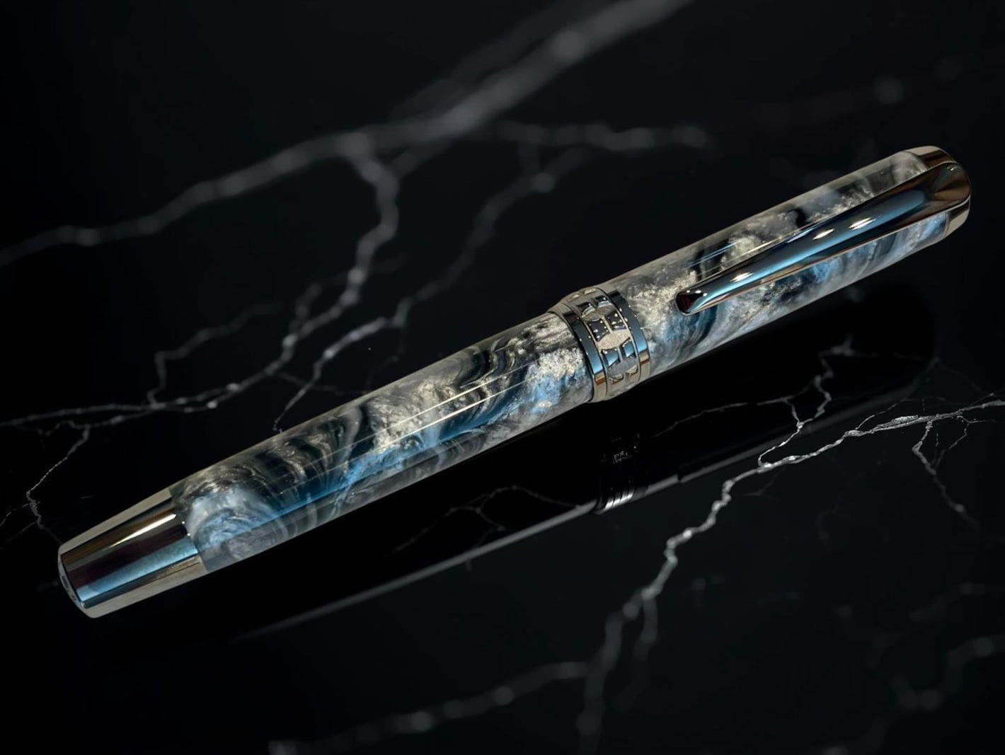 “Argentite” | Black Titanium Rollerball Pen | Handmade by Highlander