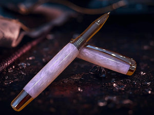 Pink Opal | Black Titanium Rollerball Pen | Luxury Handmade Writing Instruments