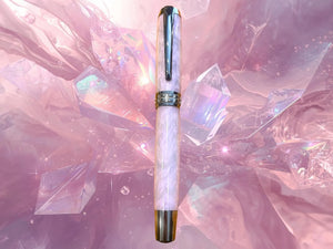 Pink Opal | Black Titanium Rollerball Pen | Luxury Handmade Writing Instruments