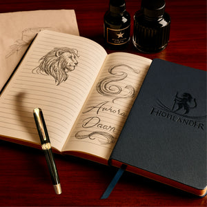 A5 Black Journal | 120 GSM Fountain Pen Friendly Paper | Red Gold Gilded Pages | Gift Box Included