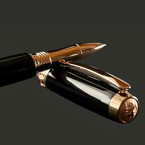 “Signature Black Onyx” | Red Gold Rollerball Pen | Highlander Collection