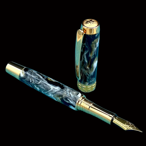 “Black & Gold Swirl” | Gold Fountain Pen | Highlander Collection