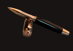 “Signature Black Onyx” | Red Gold Rollerball Pen | Highlander Collection