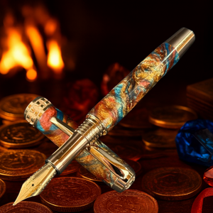 Dragon Skin Fountain Pen | Red Gold Luxury Writing Gift | Handcrafted Resin Pen by Highlander