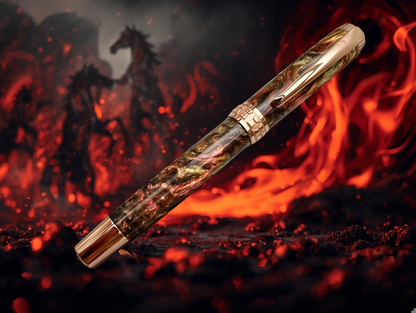“Fire Horse I” | Red Gold Fountain Pen | Handcrafted In Colorado