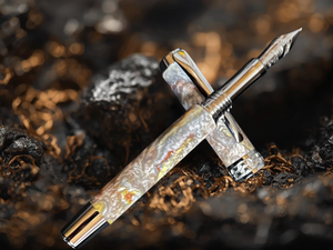 Molten Silver Ore | Black Titanium Fountain Pen | Highlander Dollection