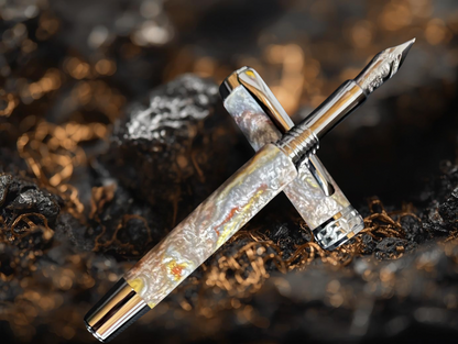 Molten Silver Ore | Black Titanium Fountain Pen | Highlander Dollection