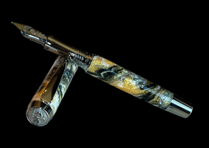 “24k Zebra” Black Titanium Fountain Pen