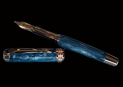 Blue Steel Red Gold Fountain Pen