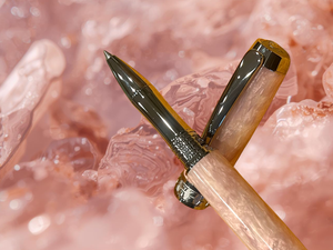 “Pink Quartz” | Black Titanium Rollerball Pen | Highlander Collection